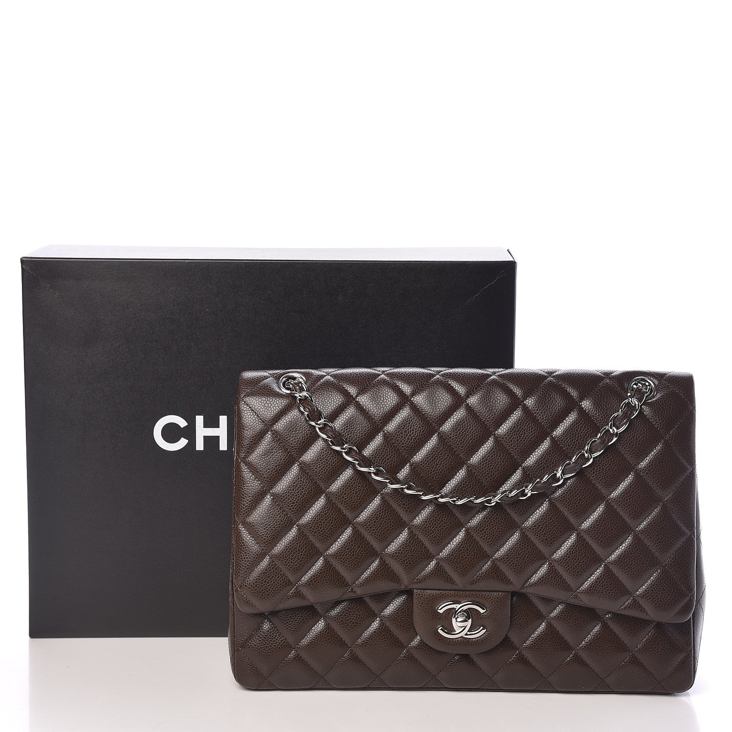 Chanel Caviar Quilted Maxi Single Flap Dark Brown 12 of 12