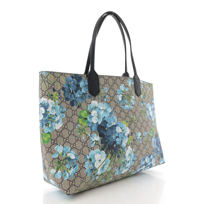 Gucci GG Supreme Monogram Blooms Medium Reversible Tote Beige Blue Navy 3 of 12