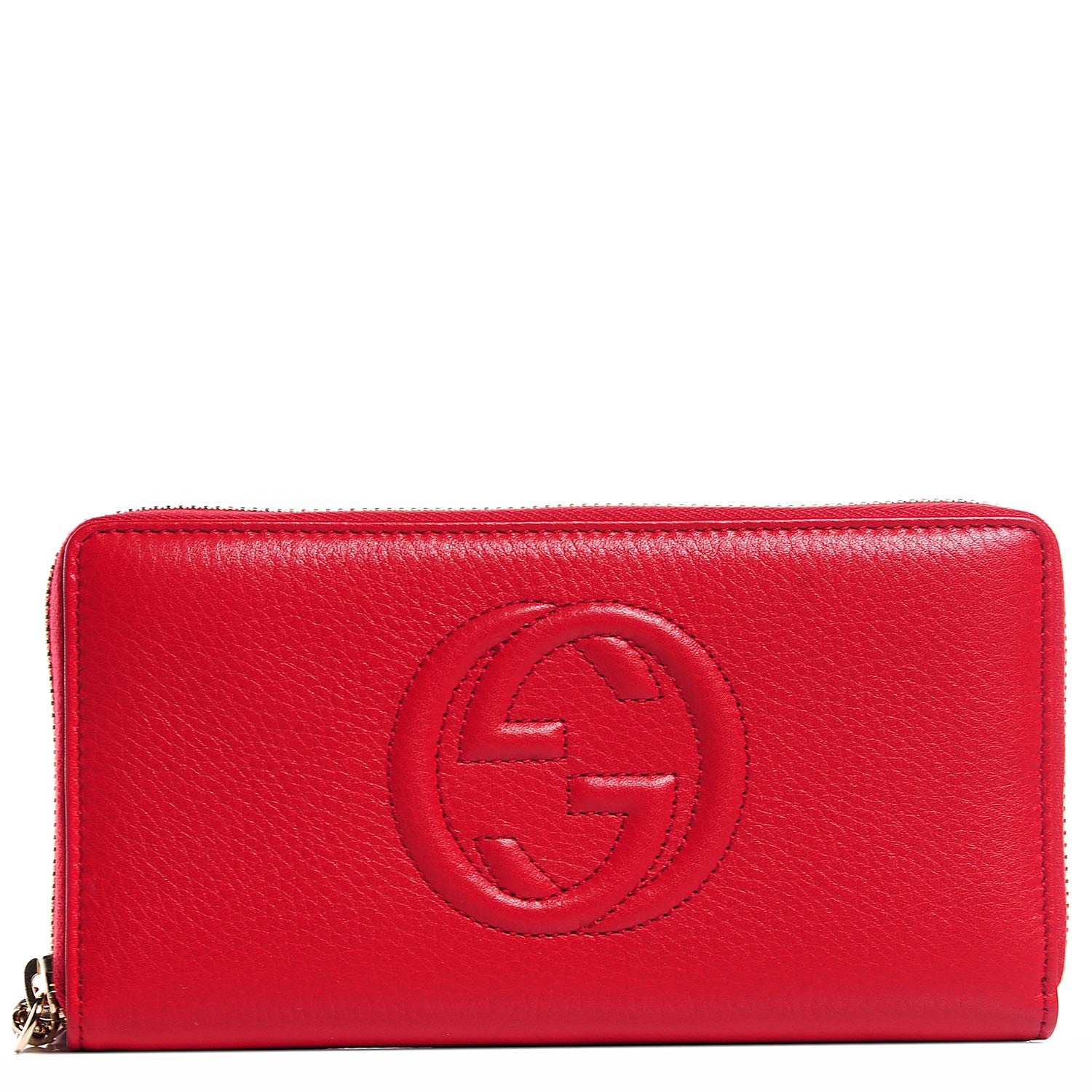 Gucci Pebbled Calfskin Soho Zip Around Wallet Tabasco Red 1 of 8
