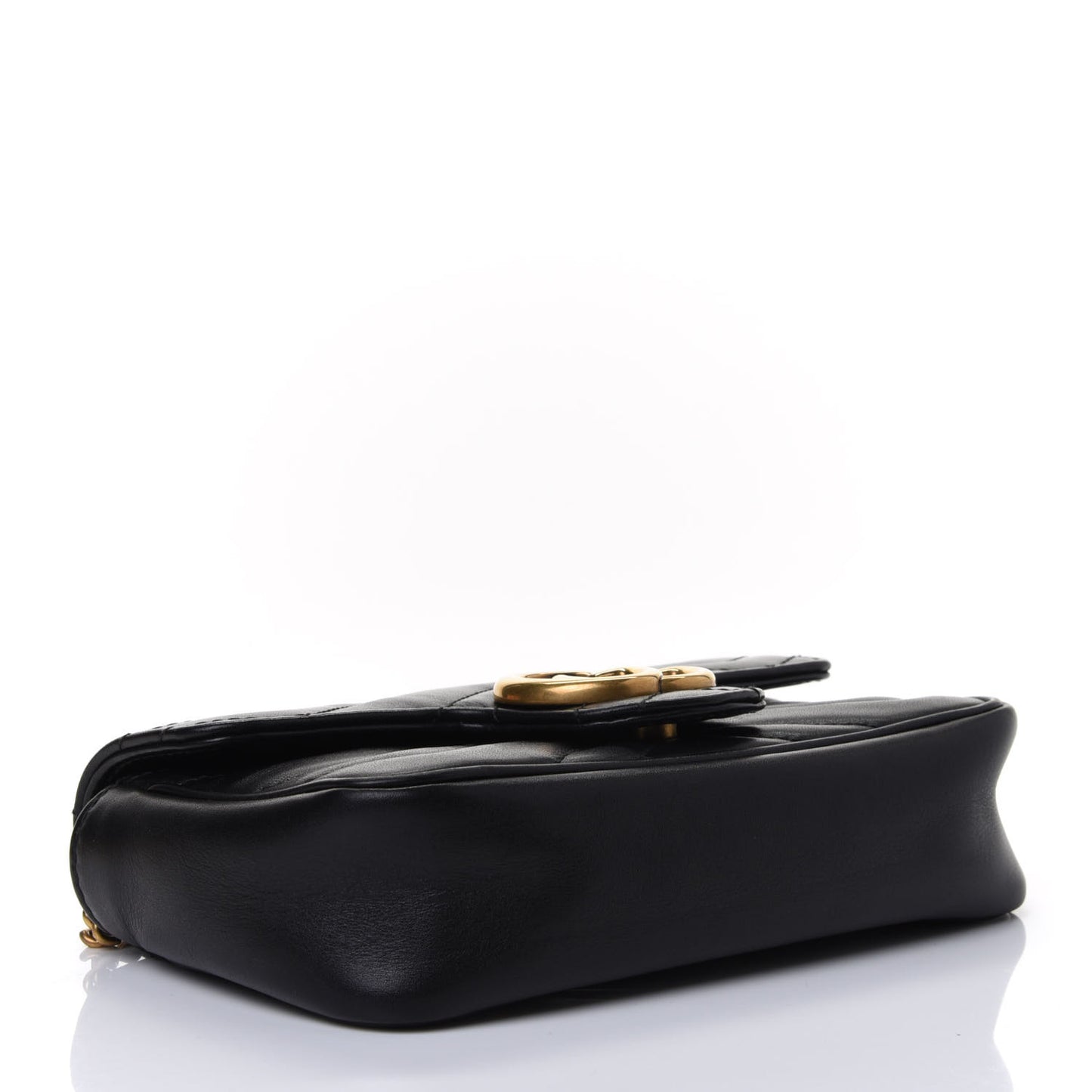 Calfskin Matelasse Super Mini GG Marmont Shoulder Bag Black