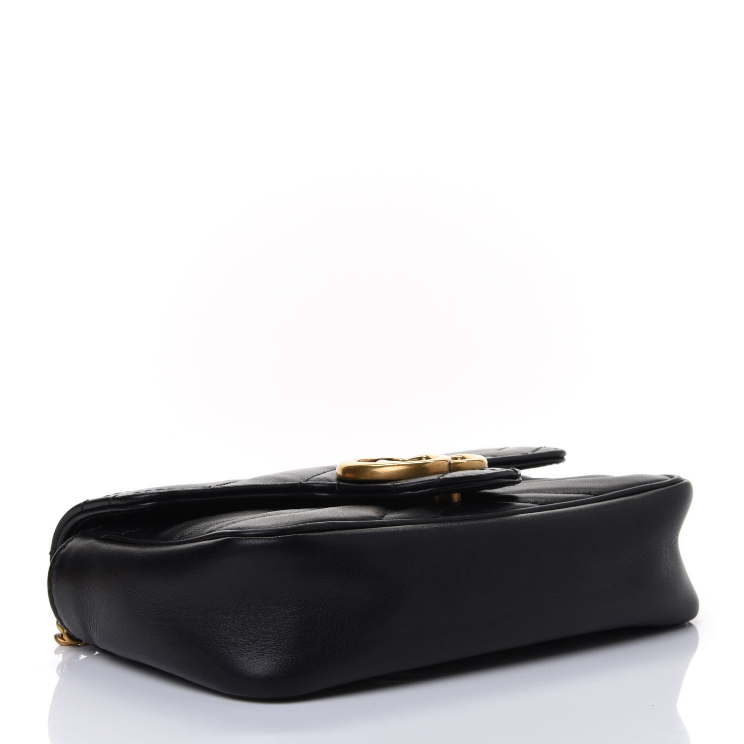 Gucci Calfskin Matelasse Super Mini GG Marmont Shoulder Bag Black 3 of 4