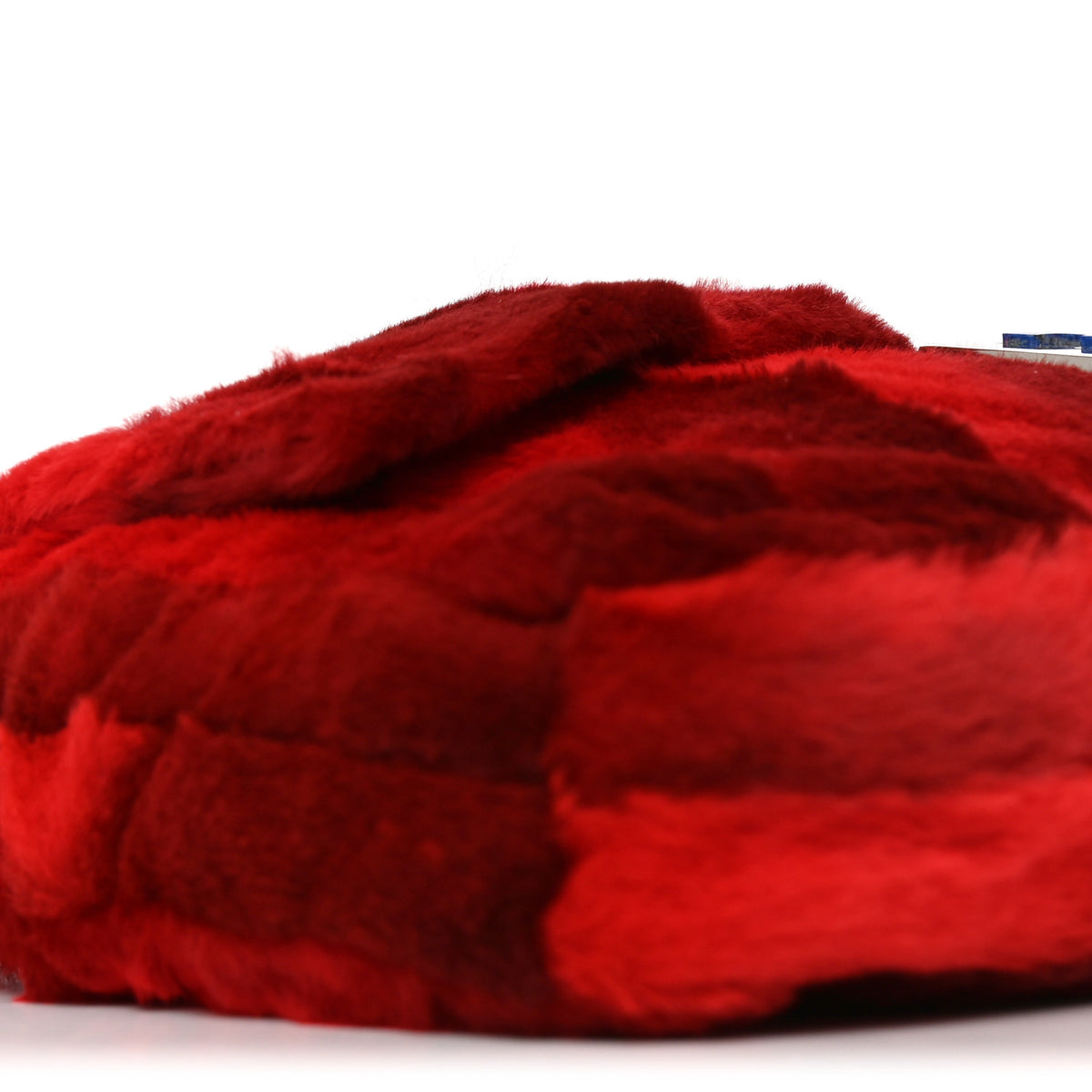 Fendi Rabbit Fur Lizard Baguette Blue Red 9 of 10