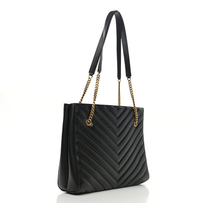 Saint Laurent Grain De Poudre Matelasse Chevron Medium Tribeca Shopping Bag Black 3 of 11