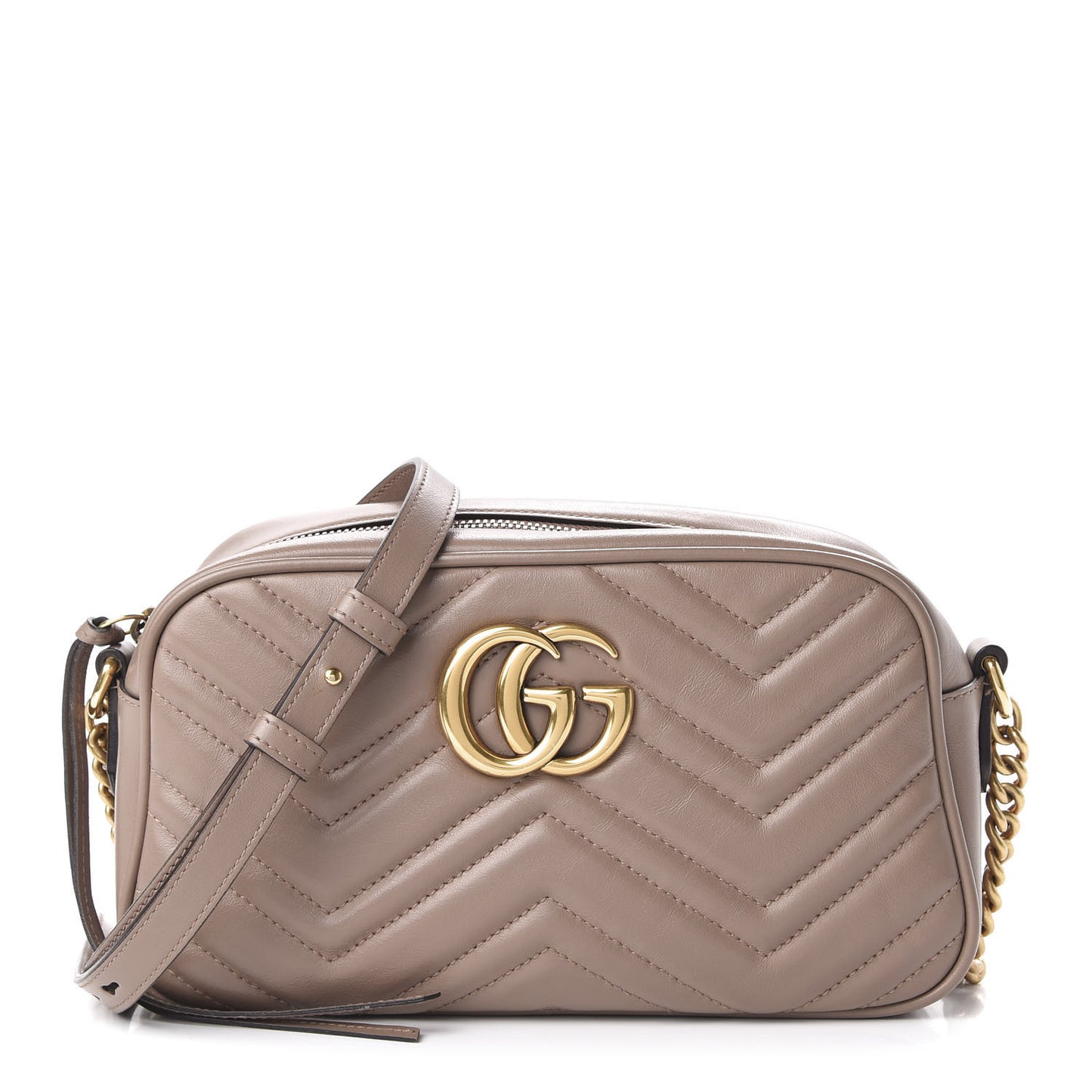 Calfskin Matelasse Small GG Marmont Chain Shoulder Bag Porcelain Rose