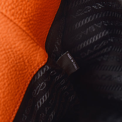 Prada Vitello Phenix Embossed Logo Tote Papaya 7 of 11