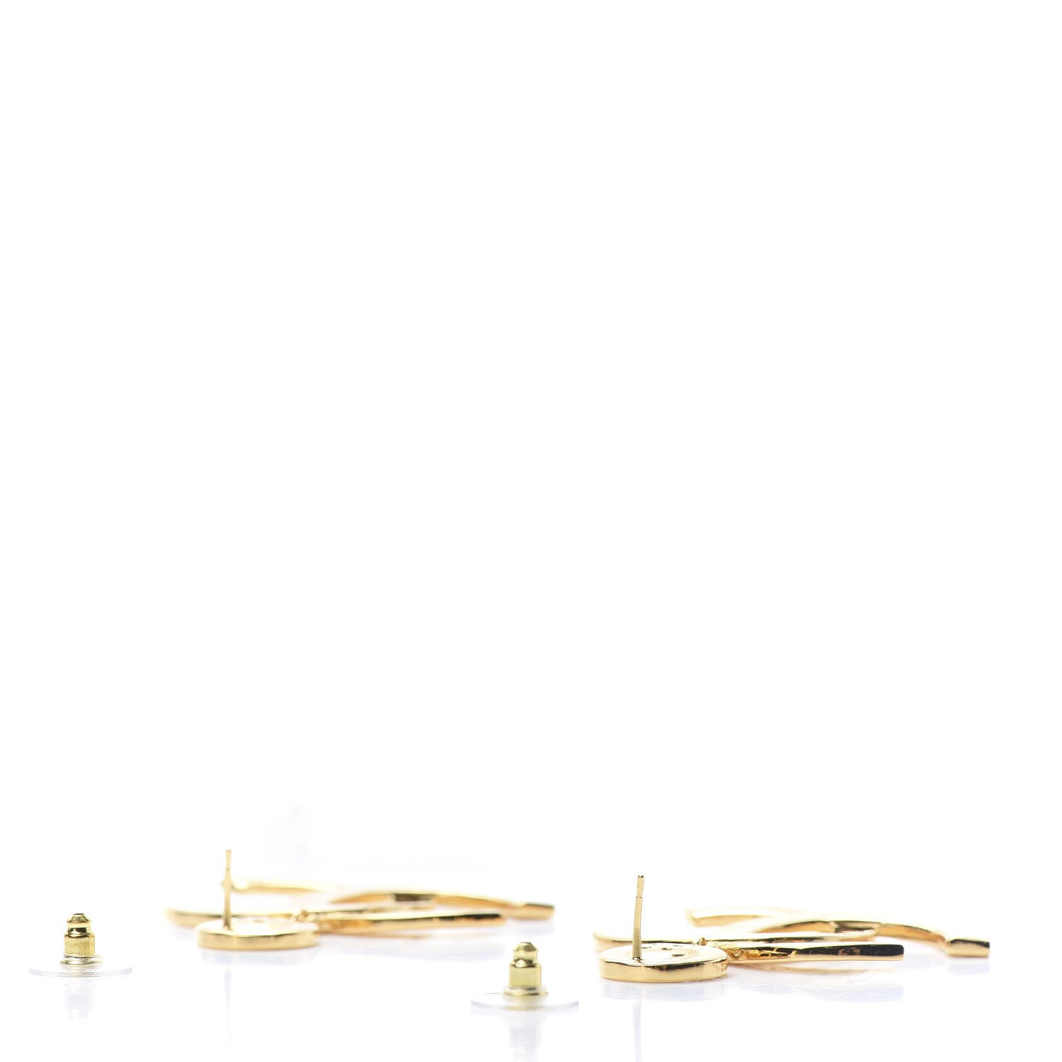 Chanel Metal Large Paris Button Earrings Gold 3 of 5