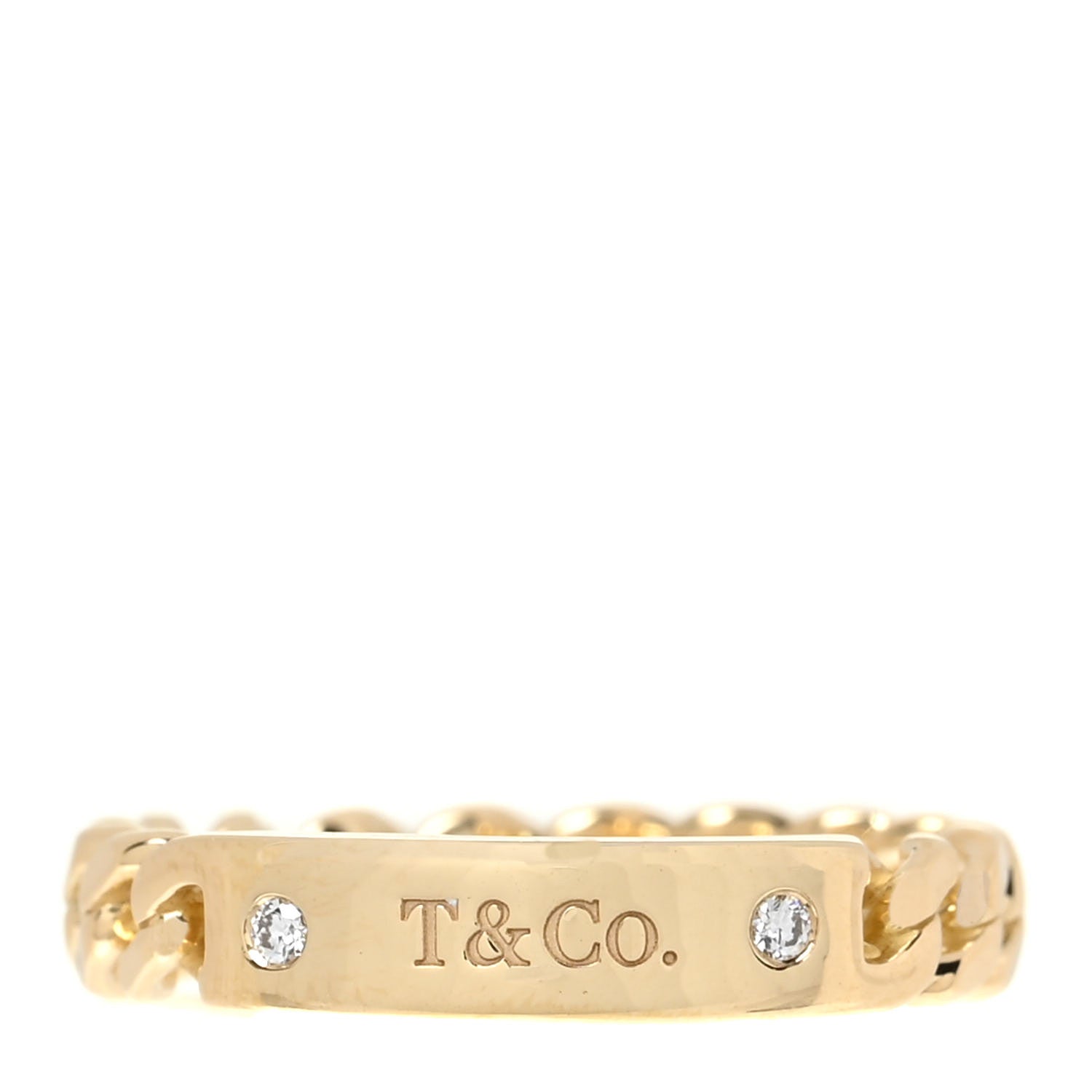 Tiffany 18K Yellow Gold Diamond Micro Link Ring 49 5 1 of 5
