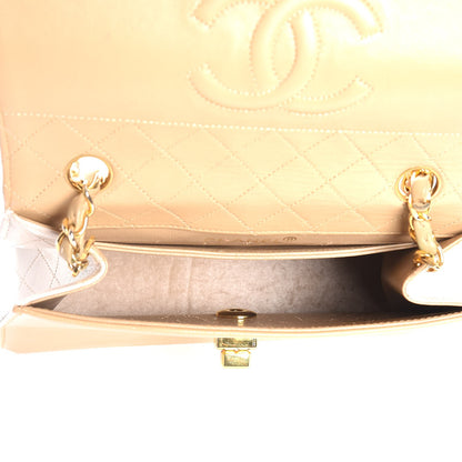 Chanel Lambskin Quilted Trapezoid Shoulder Flap Bag Beige White 5 of 13