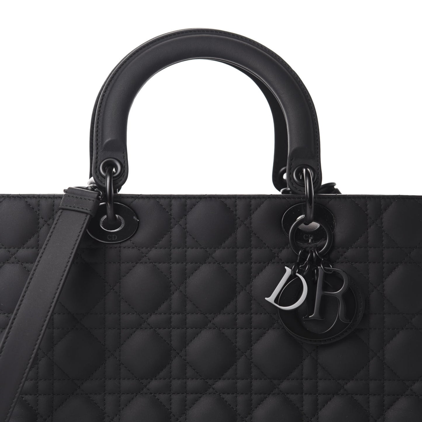 Ultra Matte Calfskin Cannage Large Lady Dior Black