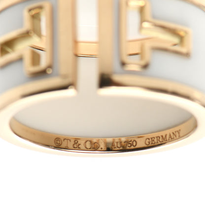 Tiffany 18K Yellow Gold White Ceramic T Cutout Ring 52 6 4 of 5