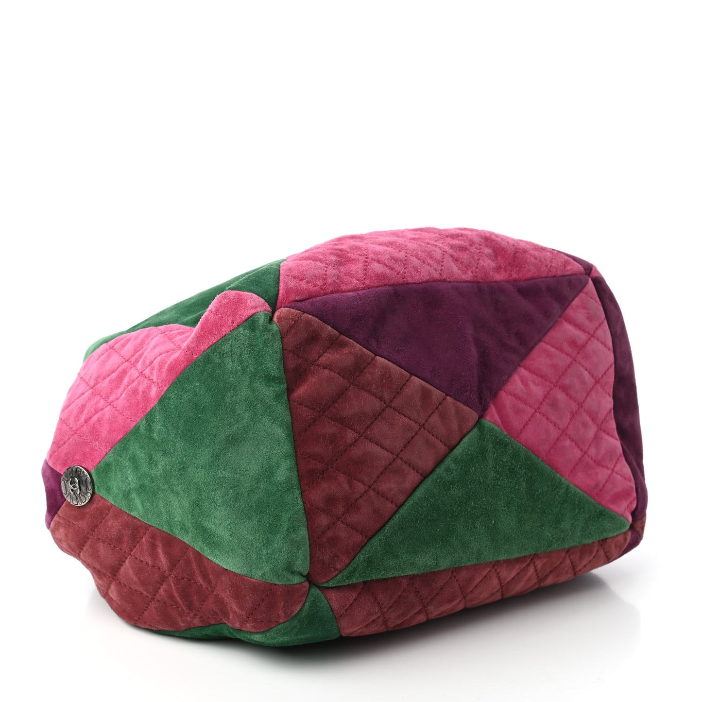 Suede Quilted Patchwork Drawstring Bag Green Pink Purple Burgundy