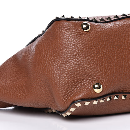 Valentino Garavani Pebbled Calfskin Medium Rockstud Tote Bright Cognac 9 of 13