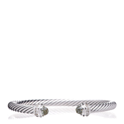 David Yurman Sterling Silver Diamond Prasiolite 5mm Cable Classics Bracelet 1 of 5
