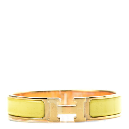Hermes Enamel Narrow Clic Clac H Bracelet PM Jaune Tennis 1 of 7