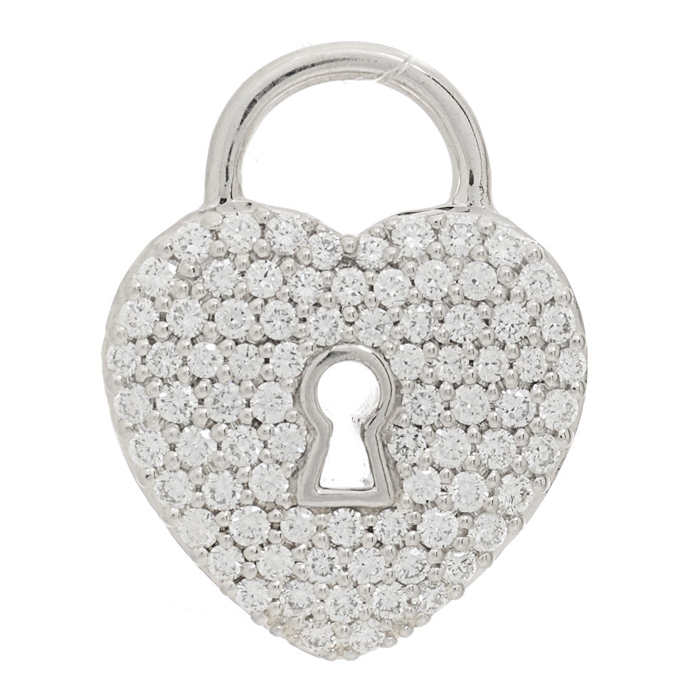Tiffany Platinum Diamond Small Heart Lock Charm Pendant 1 of 3