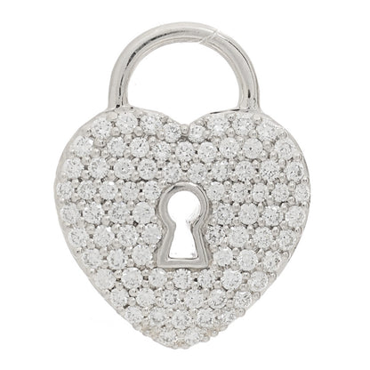 Tiffany Platinum Diamond Small Heart Lock Charm Pendant 1 of 3