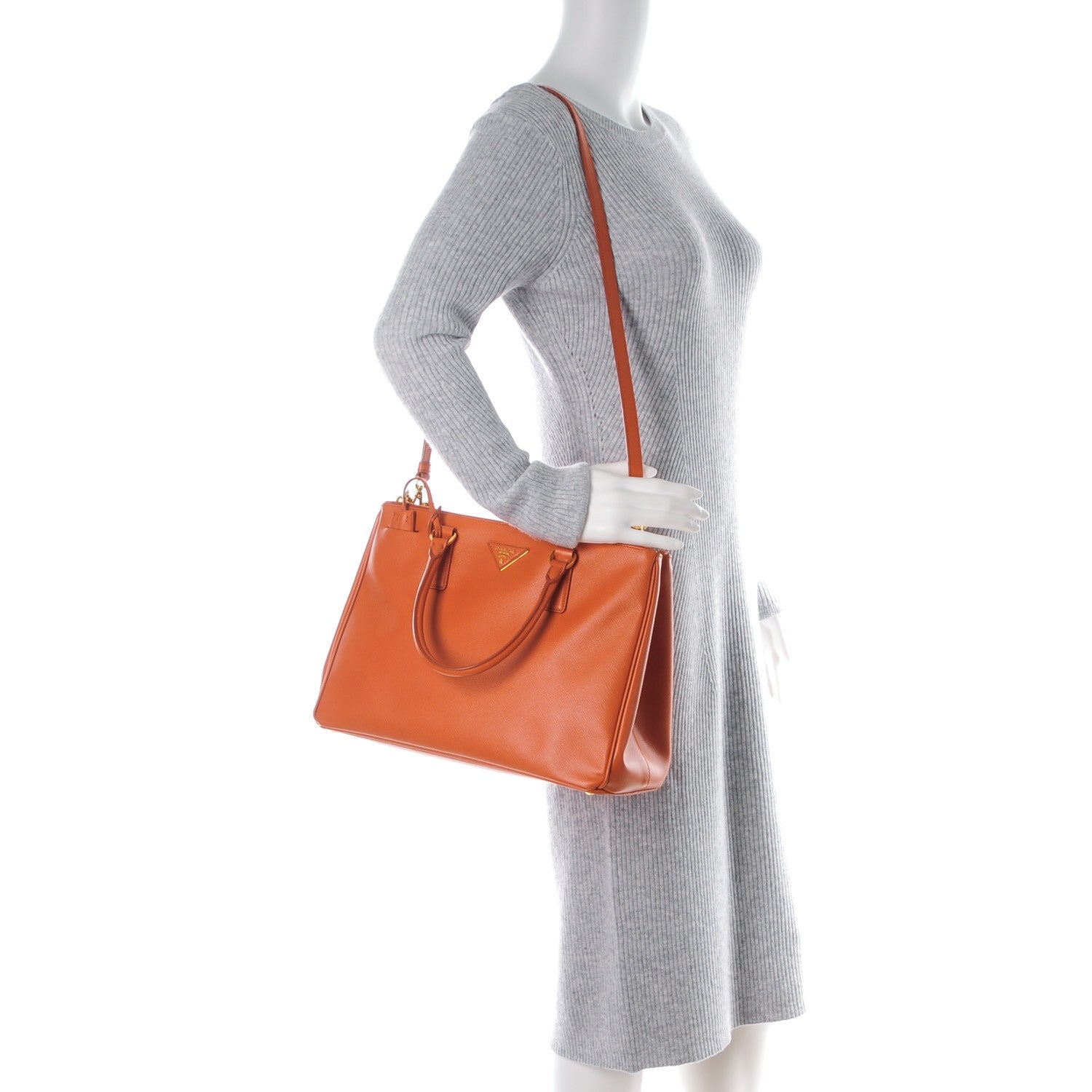 Prada Saffiano Medium Galleria Double Zip Tote Papaya 2 of 10