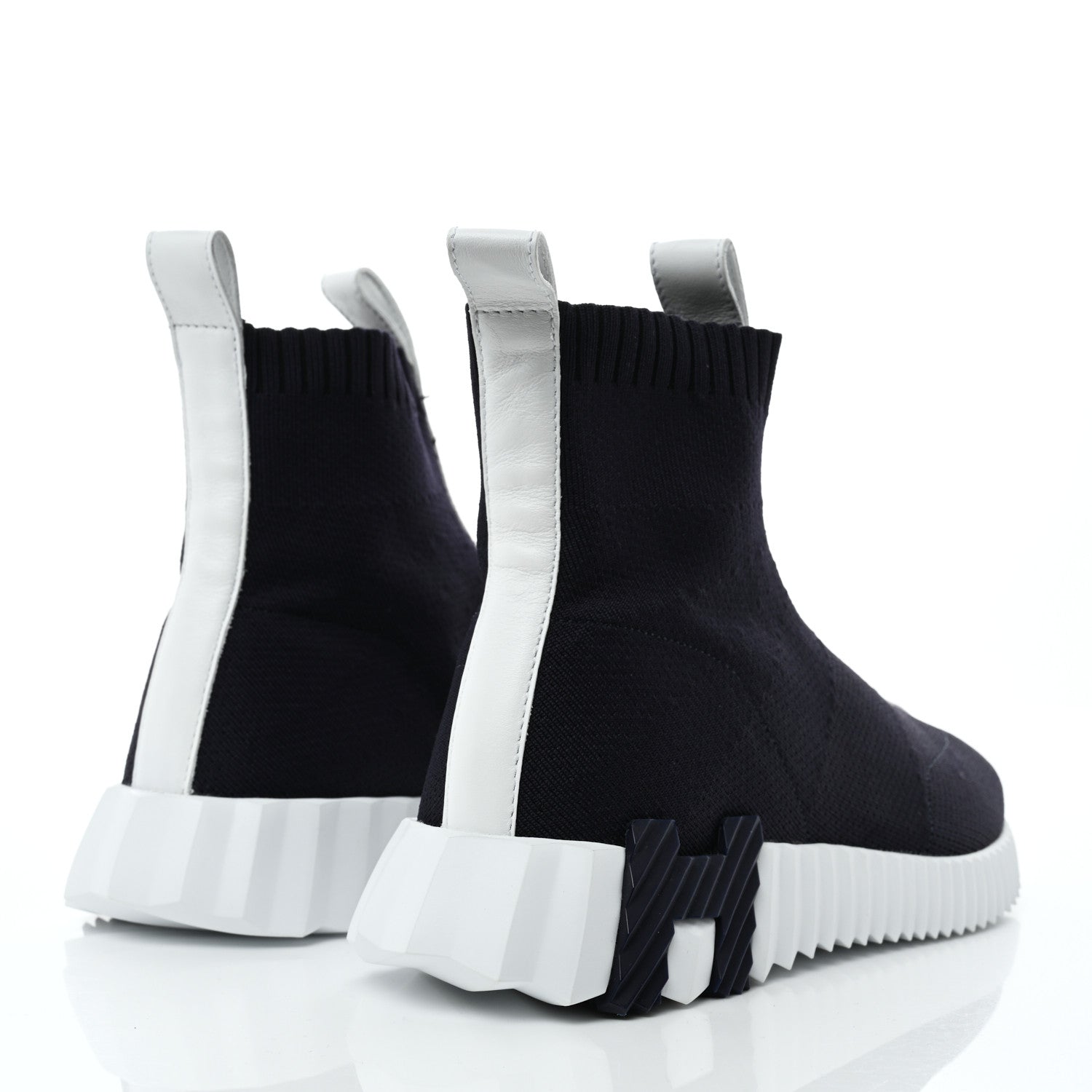Hermes Technical Canvas Goatskin Fun Sneakers 37.5 Marine White 4 of 8