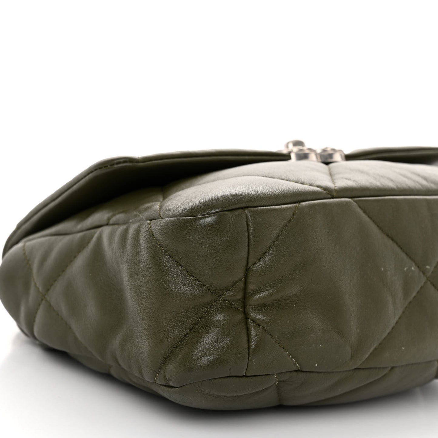 Lambskin Quilted Medium Chanel 19 Flap Khaki
