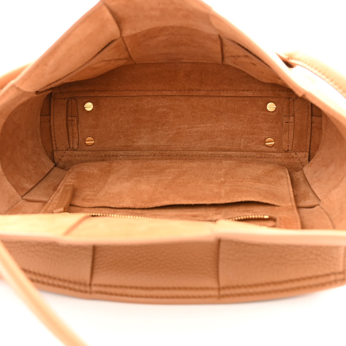 Grained Calfskin Maxi Intrecciato Small Arco Caramel