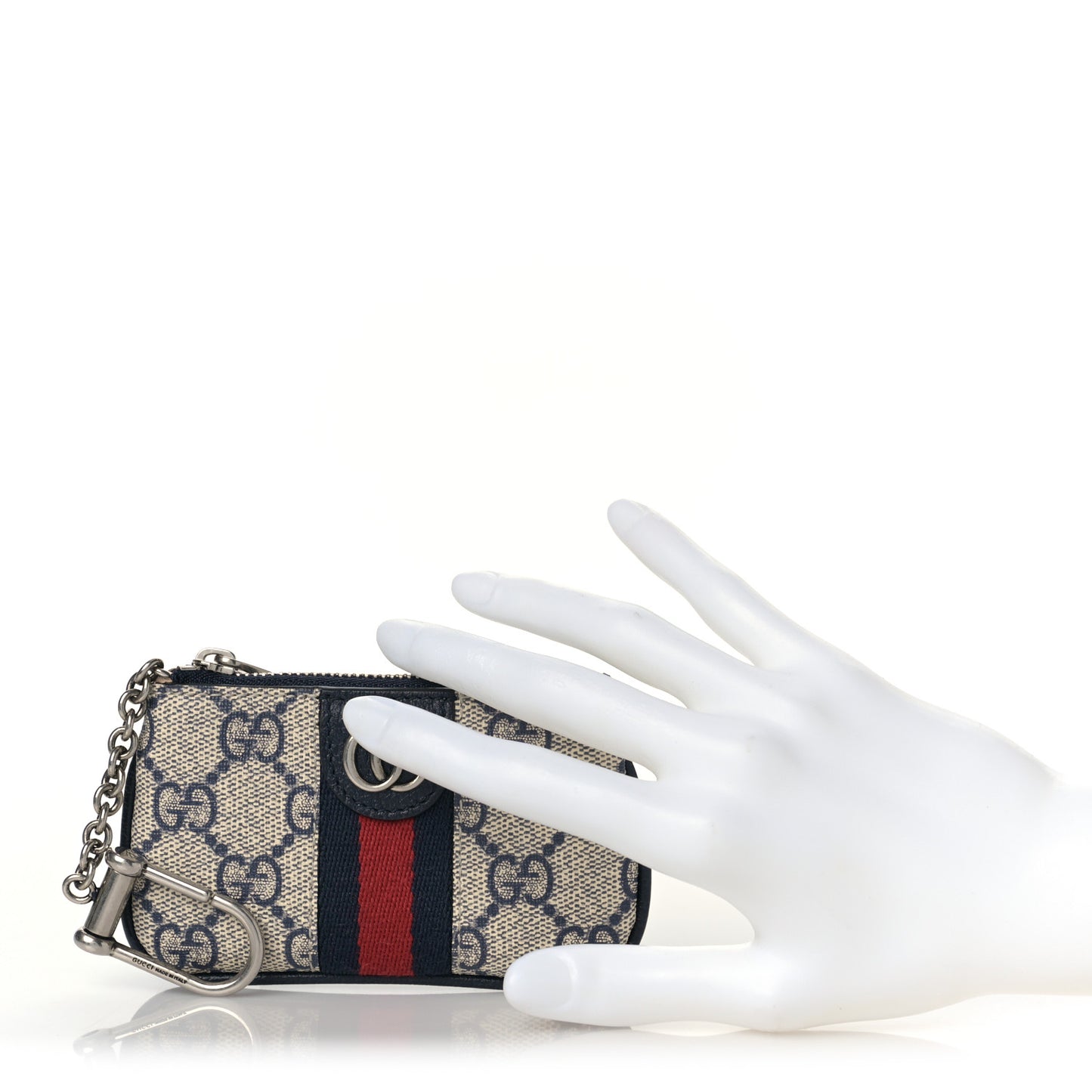 GG Supreme Monogram Web Ophidia Key Case Beige Blue
