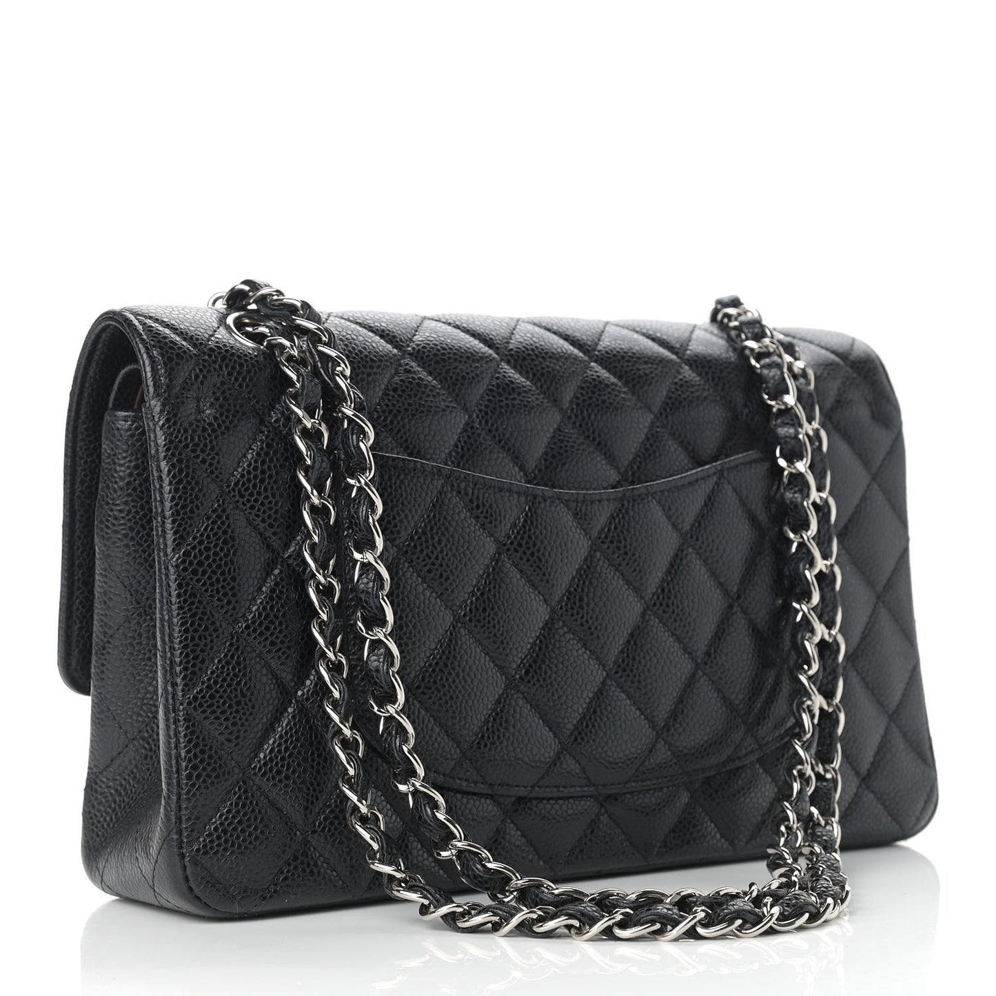 Caviar Quilted Medium Double Flap Black