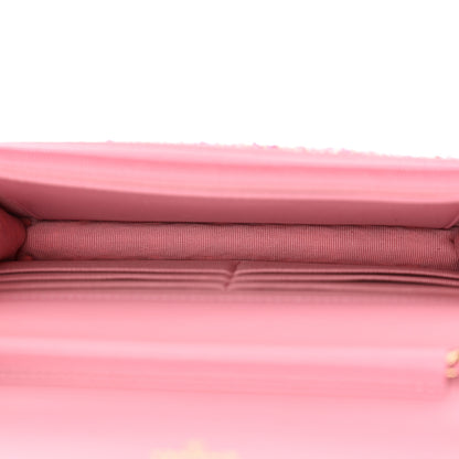 Chanel Tweed Quilted Wallet On Chain WOC Pink 5 of 12