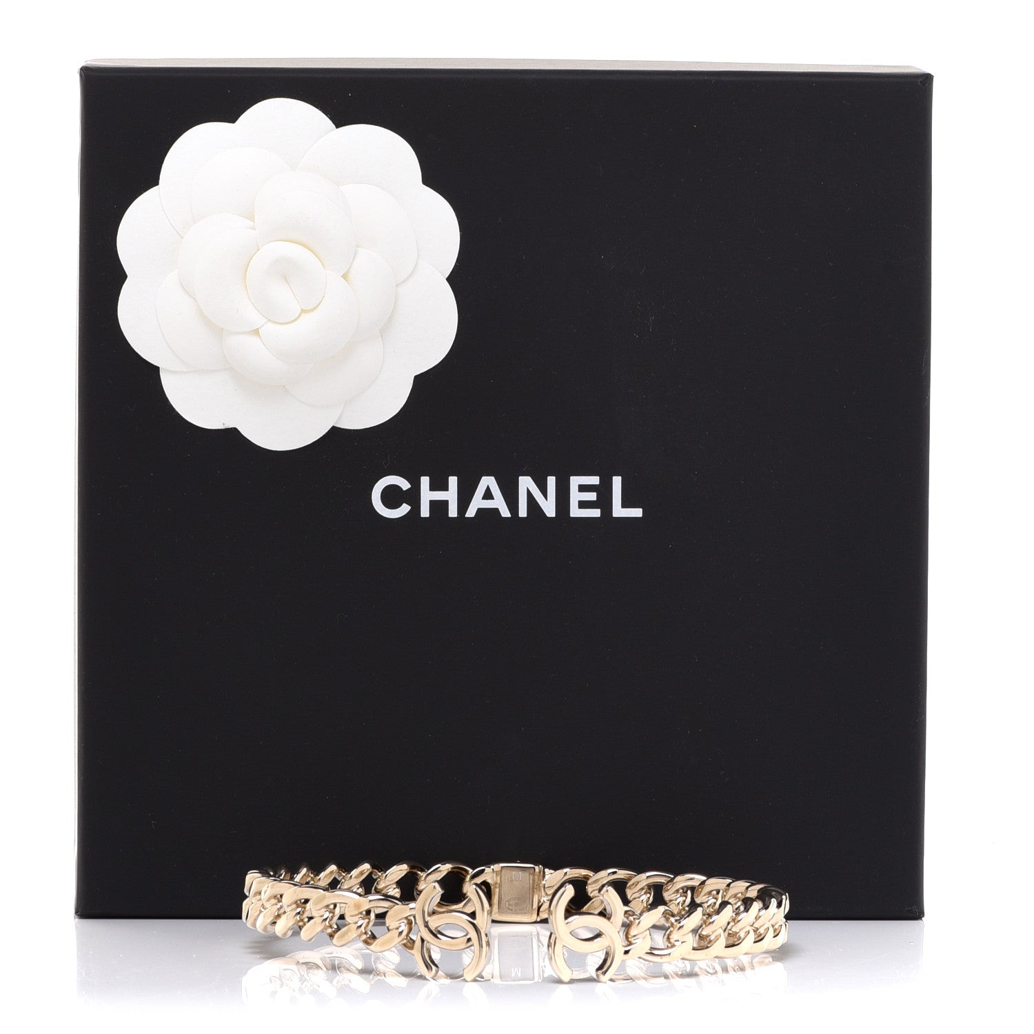 Chanel Metal CC Chain Link Choker Necklace M Gold 5 of 5