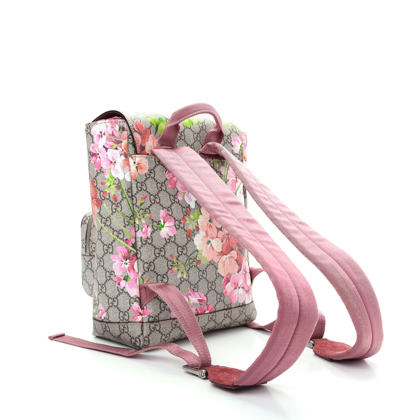 GG Supreme Monogram Blooms Small Single Buckle Backpack Beige Multicolor Dry Rose