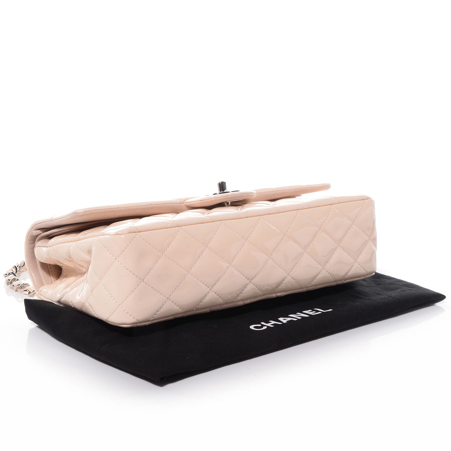 Patent Quilted Medium Double Flap Light Pink
