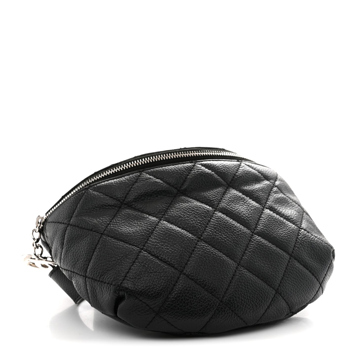 Grained Calfskin Quilted Waist Belt Bag Black