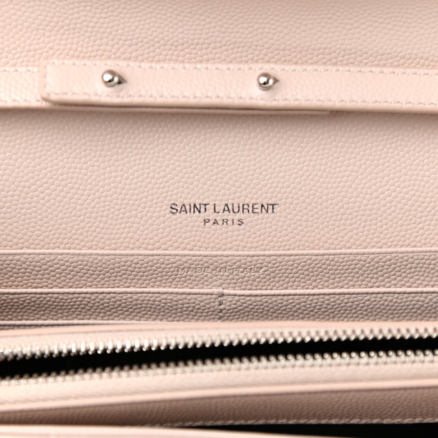 Saint Laurent Grain De Poudre Matelasse Chevron Monogram Chain Wallet Pale Pink 5 of 9