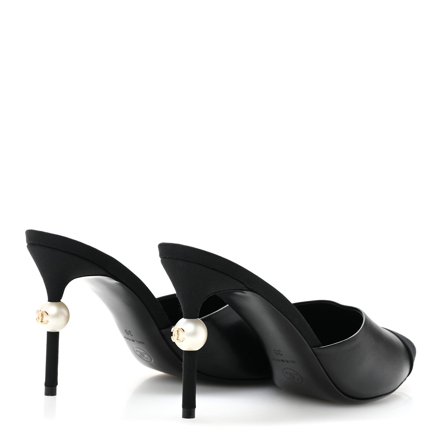 Goatskin Grosgrain Cap Toe Pearl Mule 39 Black