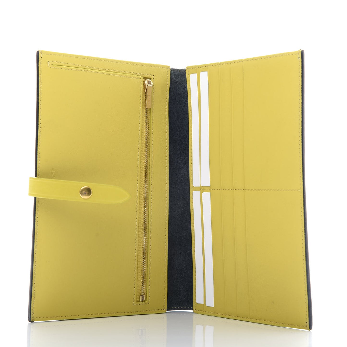 Grained Calfskin Large Multifunction Strap Wallet Slate