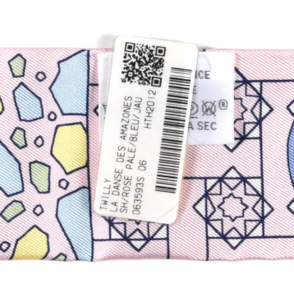 Hermes Silk La Danse Des Amazones Twilly Rose Pale Bleu Jaune 4 of 4