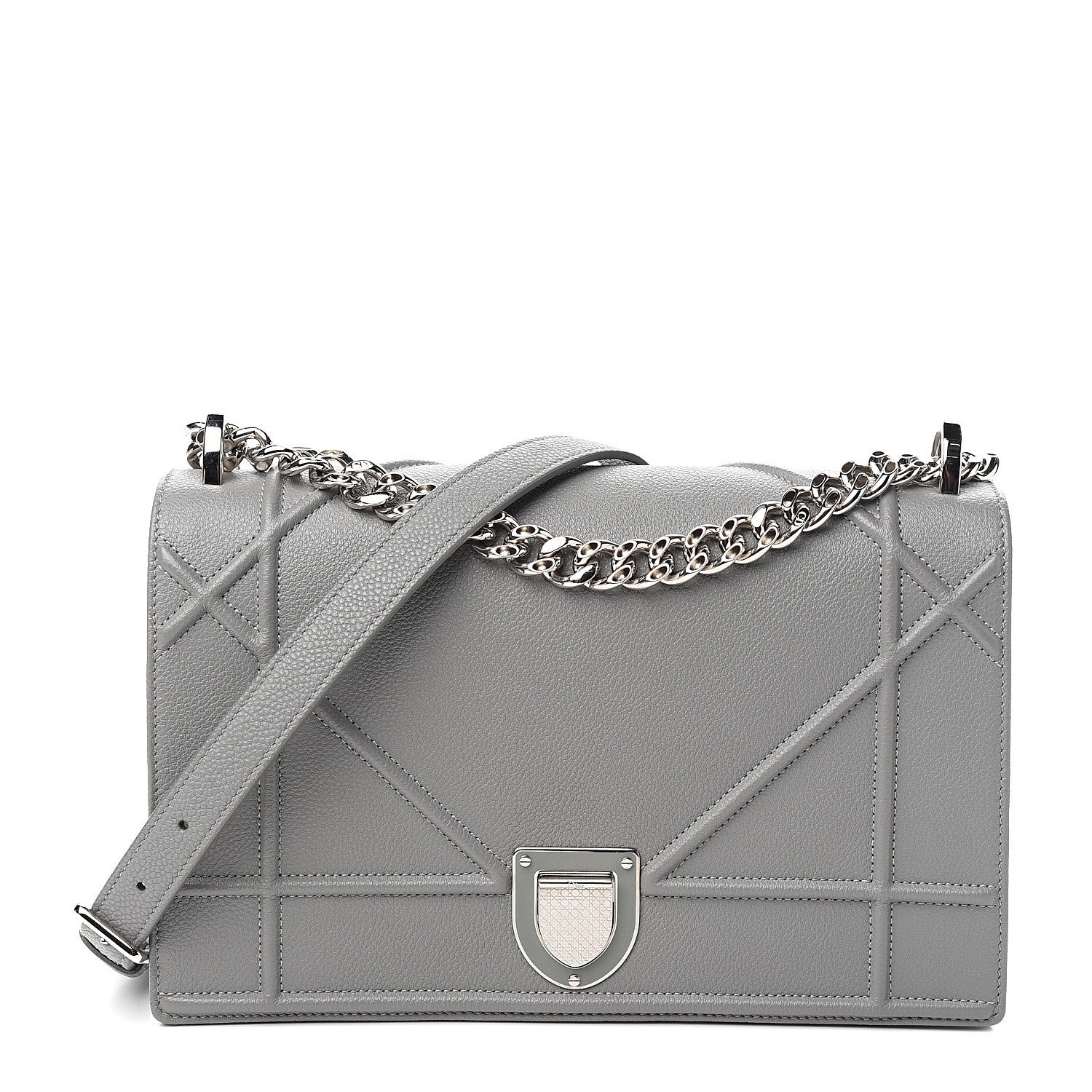 Christian Dior Grained Calfskin Medium Diorama Flap Bag Gris 1 of 10
