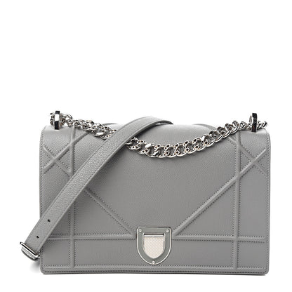 Christian Dior Grained Calfskin Medium Diorama Flap Bag Gris 1 of 10