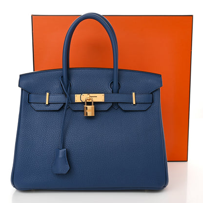 Hermes Taurillon Clemence Birkin 30 Bleu Agate 17 of 17