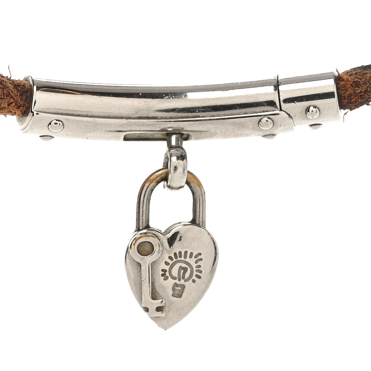 Hermes Natural Bridle Annee De La Fantaisie Heart Cadena Lock Necklace Black 3 of 6