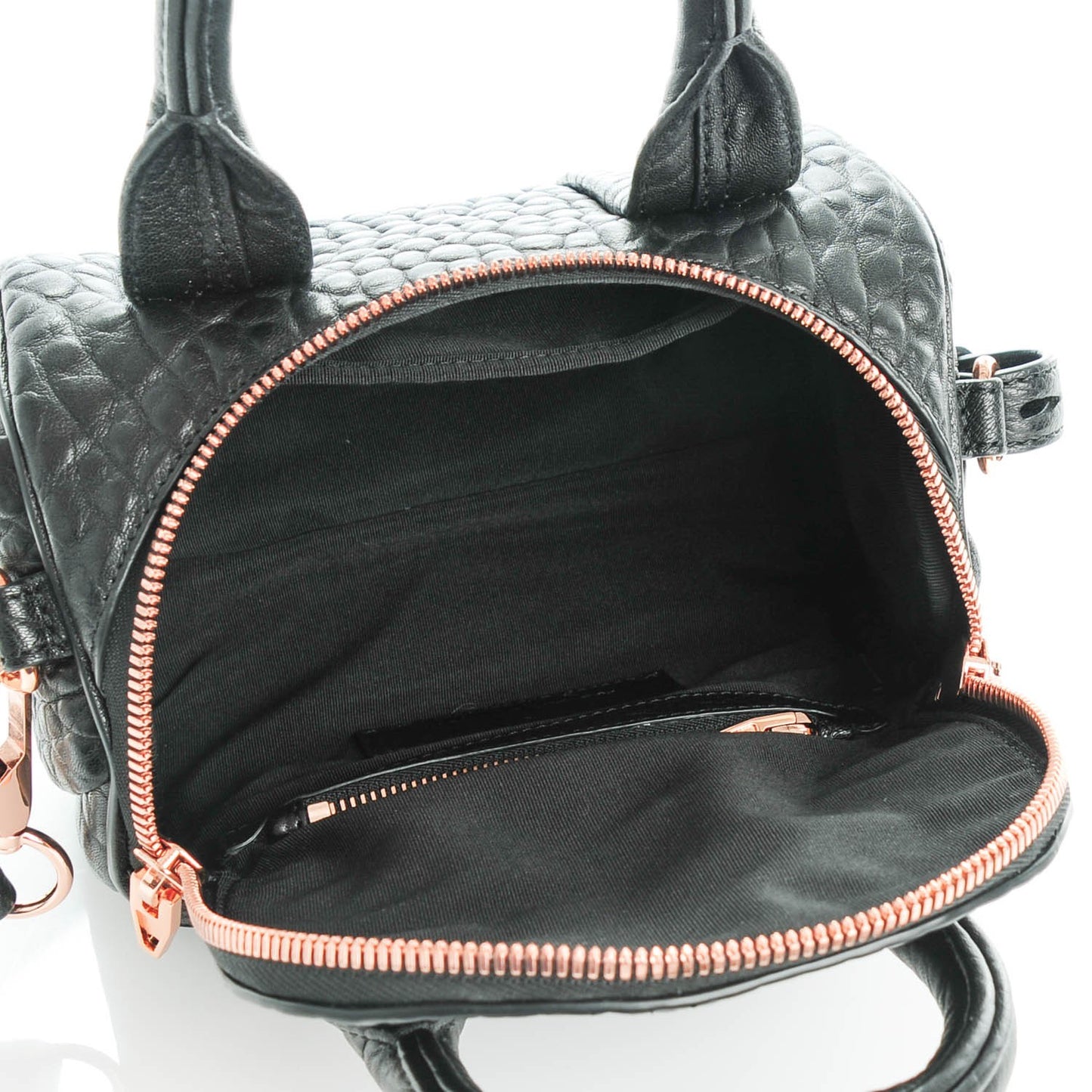 Pebbled Lambskin Mini Rockie Black Rose Gold Hardware