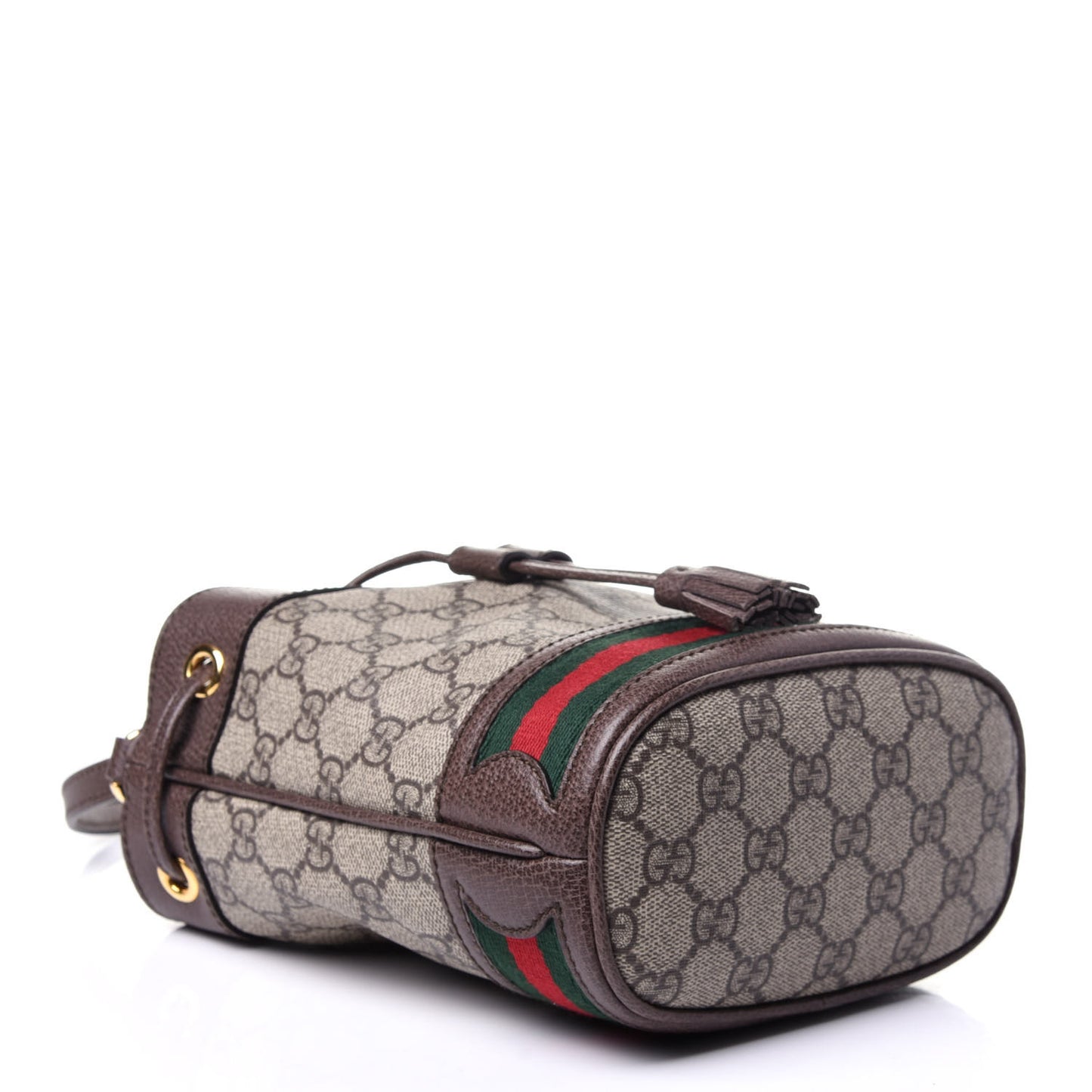 GG Supreme Monogram Web Mini Ophidia Bucket Bag Brown