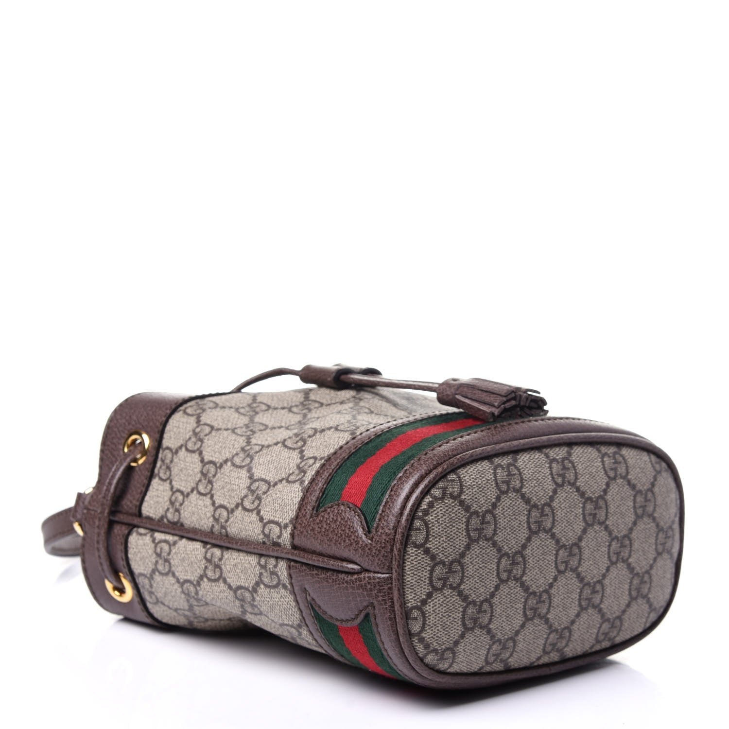 Gucci GG Supreme Monogram Web Mini Ophidia Bucket Bag Brown 4 of 10