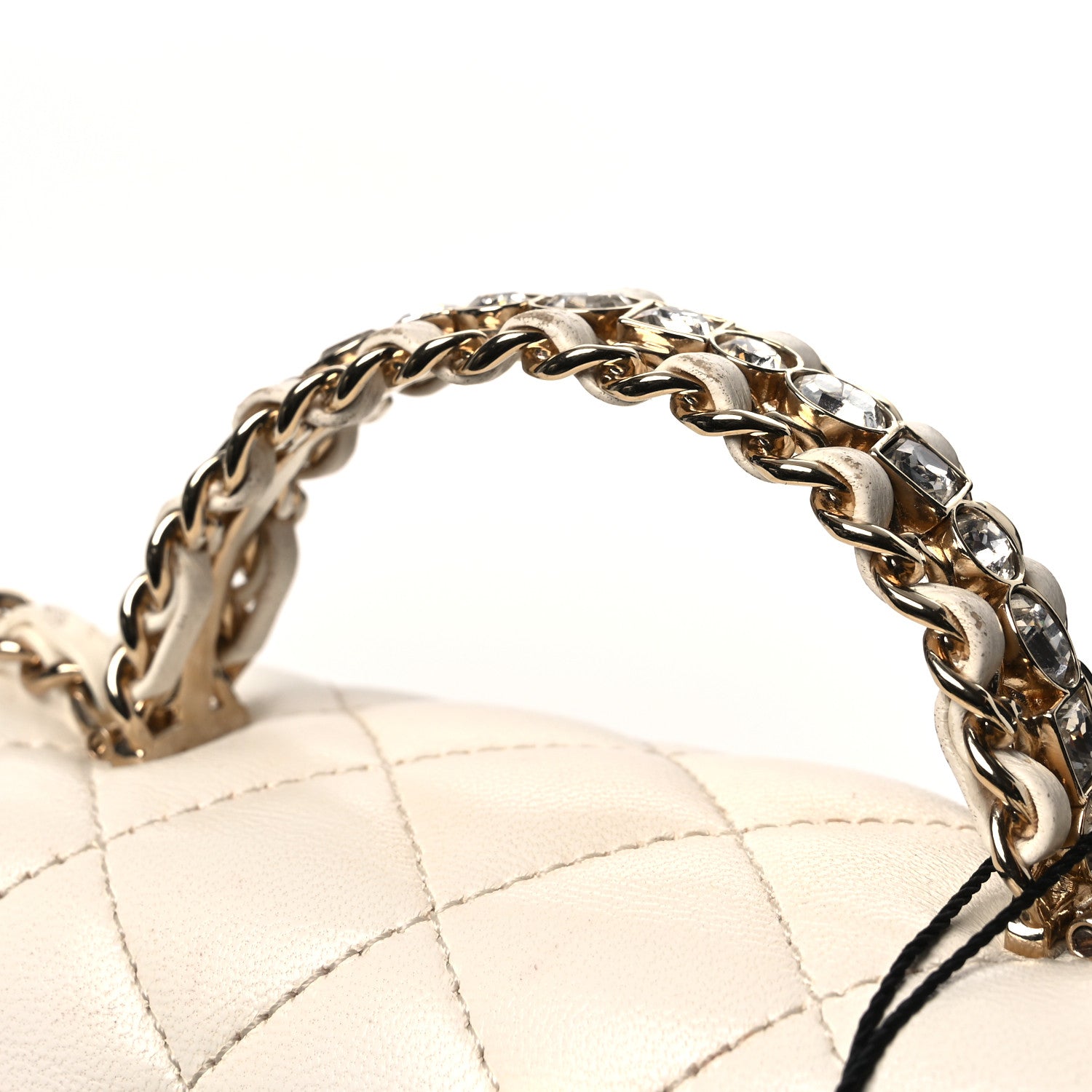 Chanel Lambskin Quilted Mini Crystal Top Handle Rectangular Flap White 16 of 17