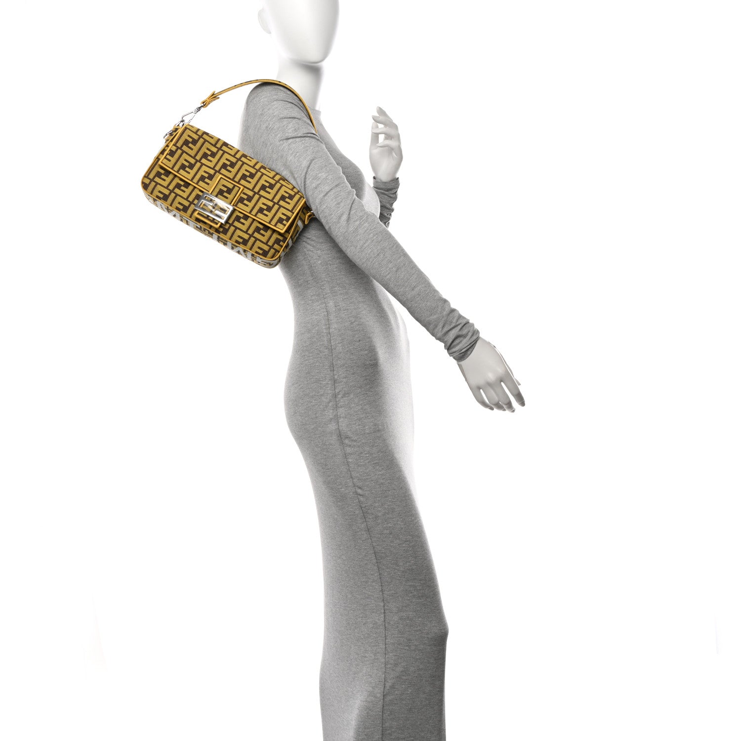 Fendi x FRGMT Woven Fabric Jacquard FF Embroidered Baguette Mimosa 2 of 11