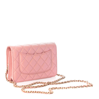 Chanel Iridescent Caviar Quilted Wallet on Chain WOC Rose Pink 2 of 10