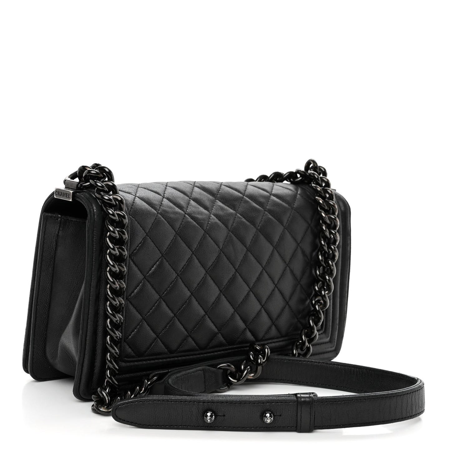 Calfskin Quilted Medium Boy Flap So Black