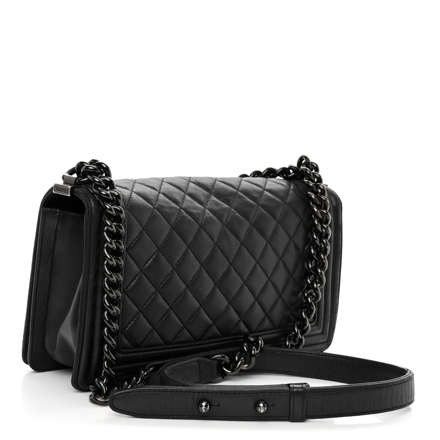 Chanel Calfskin Quilted Medium Boy Flap So Black 3 of 14