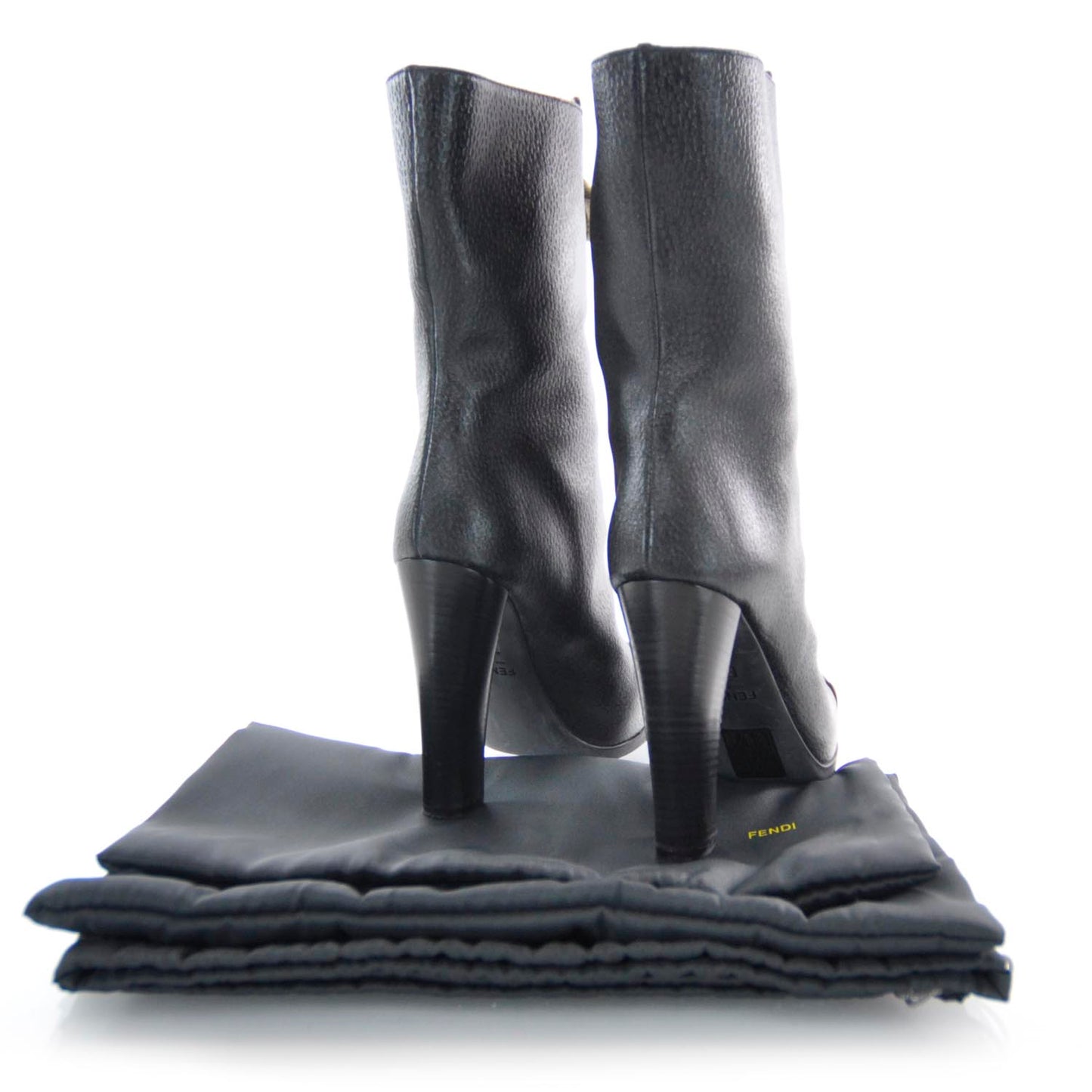 Textured Calfskin Rubber Toe Lace Up Boots 38 Black