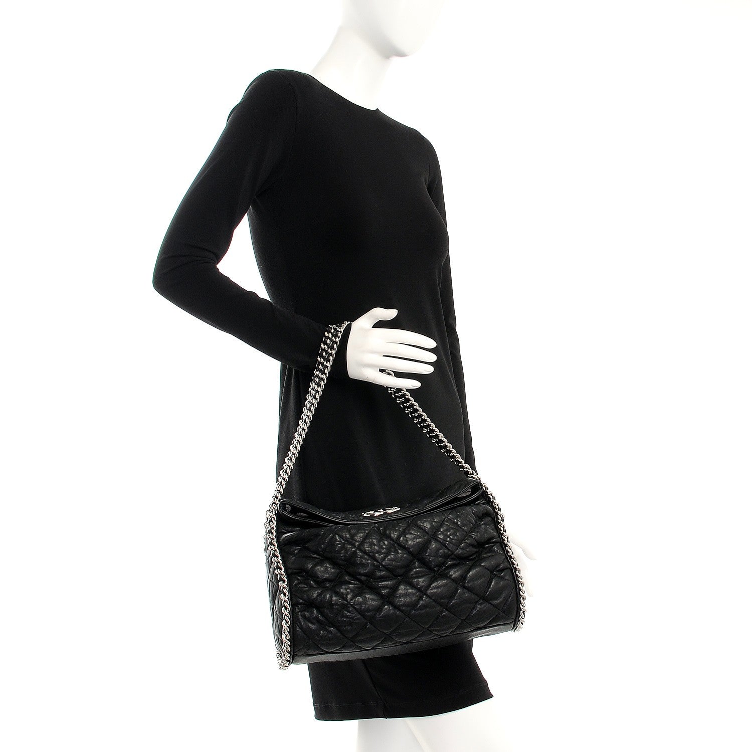 Chanel Washed Lambskin Chain Around Hobo Black 2 of 8