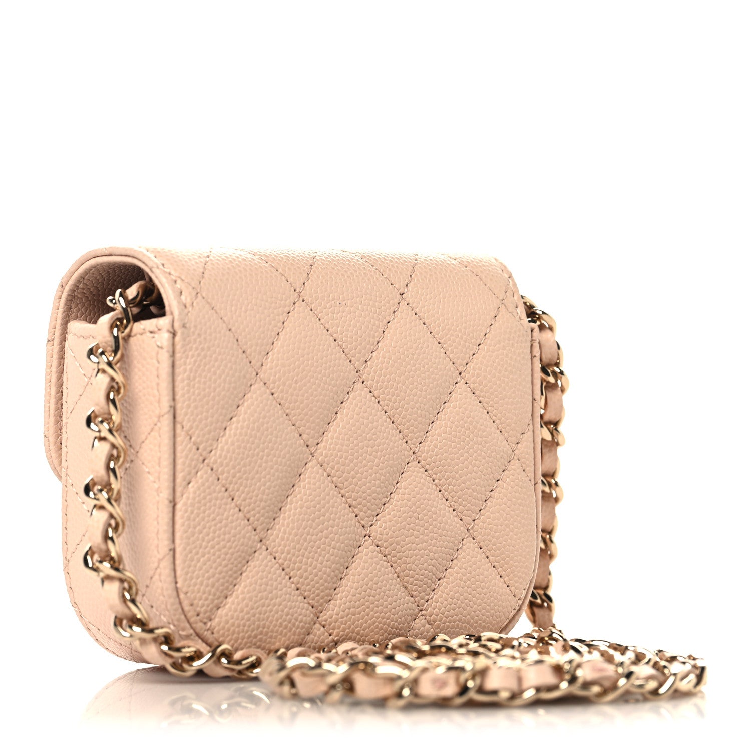 Chanel Caviar Quilted Mini Clutch With Chain Light Beige 3 of 10